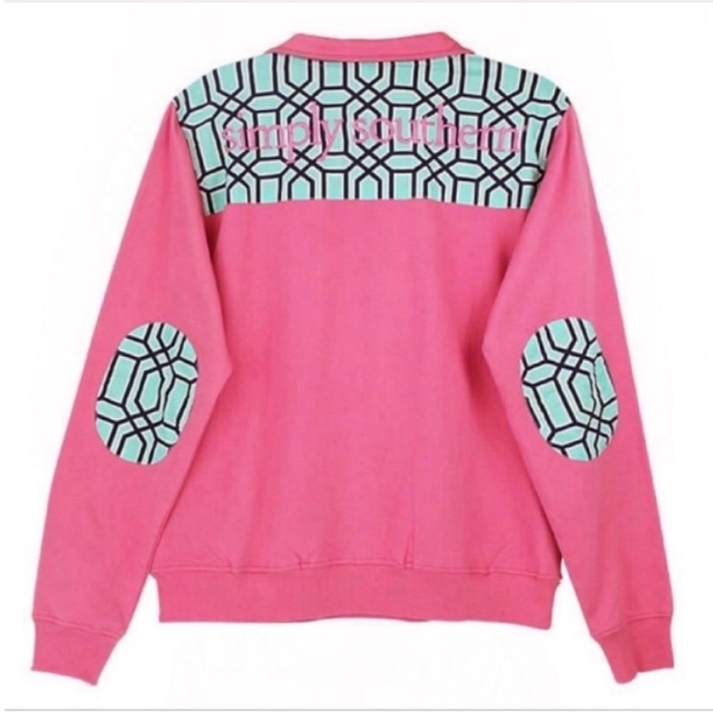 Simply Southern shirt pullover pink Baklava pattern quarter zip - Picture 2 of 9